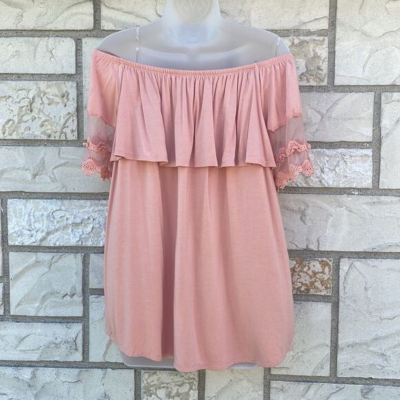 Blush & Lace Off the Shoulder Blouse - Picture 7 of 10